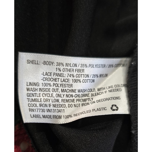XHILARATION Mystic Red Black Crochet Lace Overlay Mini Dress Juniors Size Large - Picture 9 of 13
